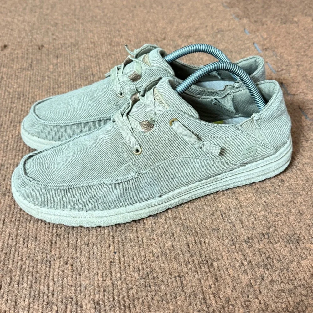 Skechers On-the-GO Flex Ashore Tan Canvas Boat Shoes Mens 9.5‎ 66384 Loafers